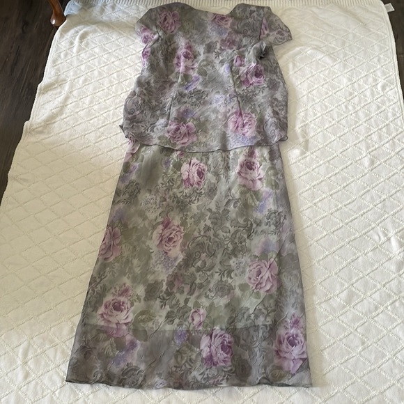 VINTAGE Miss Dorby Maxi Tea Dress Women 18 Purple Floral Print Modest Elegant - Picture 9 of 10